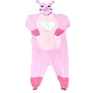 HUTUTU Pajamas Girl L Pink Angel Lilo & Stitch Fleece Hood One Piece LTY Costume